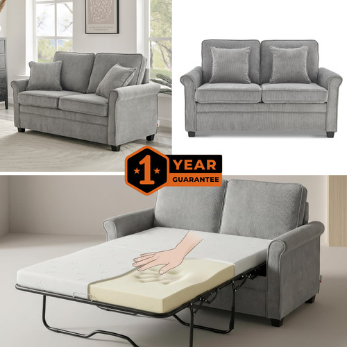 Ramy grey corduroy sofa bed - grey,