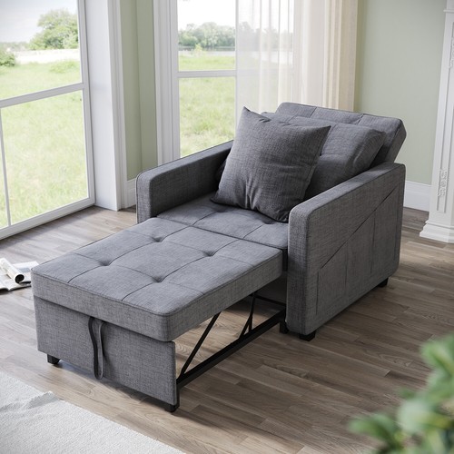 Grey folding sofa bed - folding, 3-in-1