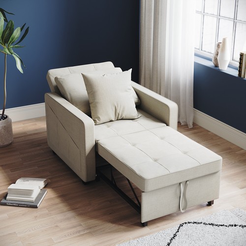 Folding sofa bed fabric cream - folding,